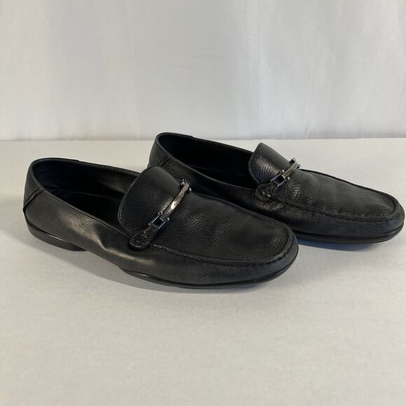 Hugo Boss Men Leather Dress Shoe Loafers size 9 Black